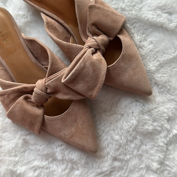 Joie Shoes - Joie Suede Kitten Heel Slip on Pointed Toe Shoe with Bows size EU 37.5/US 6.5